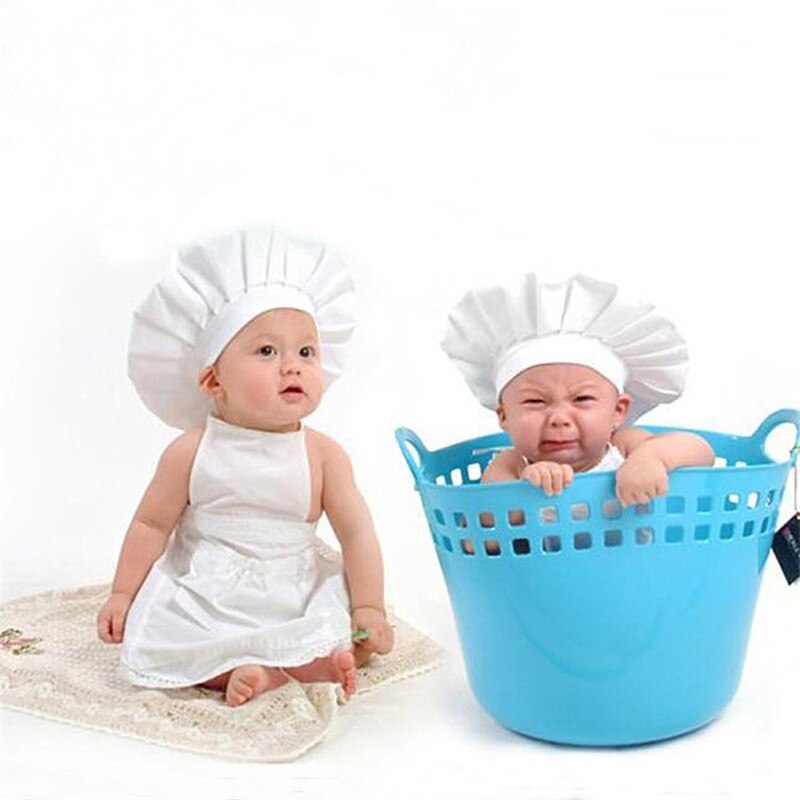 Baby Chef Apron Hat for Kids Costumes Chef Baby Cook Costume Newborn Photography Prop Newborn Hat Apron